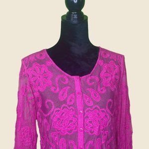 NWT Lane Bryant Hot Pink Lace Blouse